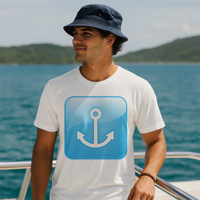 Nautical Blue Anchor Icon Modern Maritime  T-Shirt (Creator Uploaded)