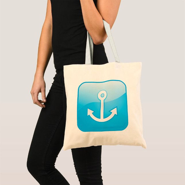 Nautical Blue Anchor Icon Modern Maritime  Tote Bag (Creator Uploaded)