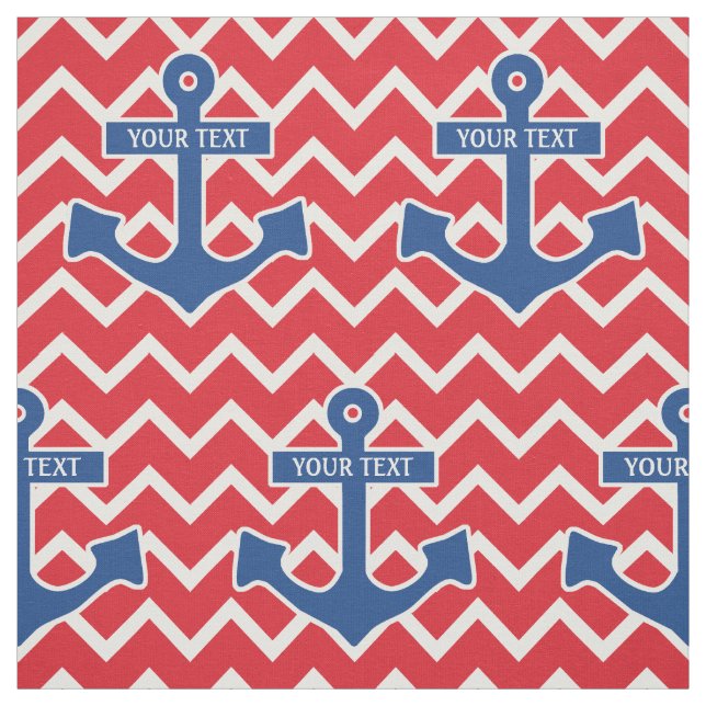 Nautical Blue Anchor Monogram with Chevron Fabric (Swatch)