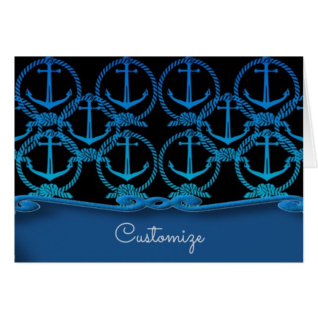 Nautical Blue Anchor Motif Card (Front Horizontal)