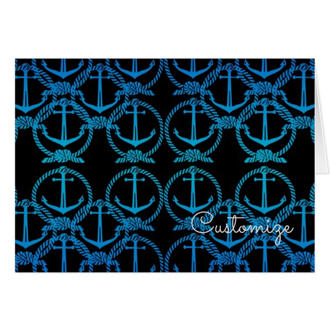 Nautical Blue Anchor Motif Card 2 (Front Horizontal)