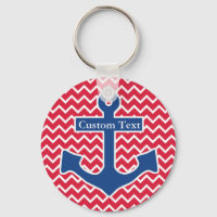 Nautical Blue Anchor on Red Chevron Background