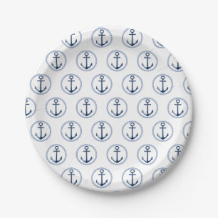 Nautical Blue Anchor Party paper Plates
