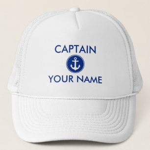 Nautical Blue Anchor Personalise Captain Hat W