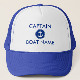 Nautical Blue Anchor Personalised Boat Captain Hat
