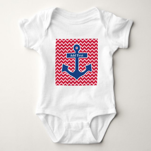 Nautical Blue Anchor Romper Baby Bodysuit (Front)