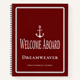 Nautical Blue Anchor Welcome Aboard Book Boat Name