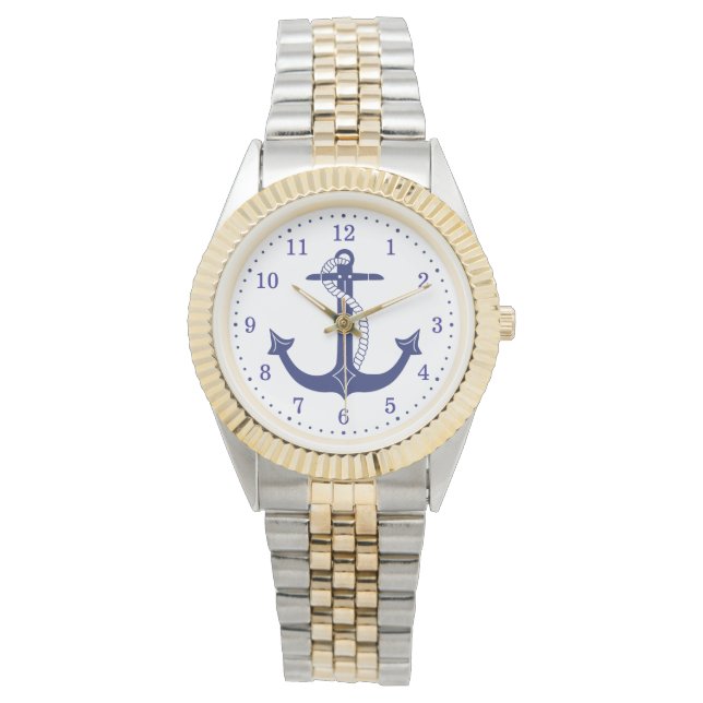 Nautical Blue Anchor with Rope Watch (Front)