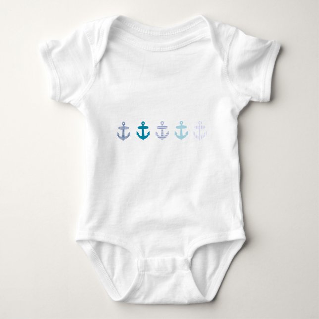 Nautical Blue Anchors Design Baby Bodysuit (Front)