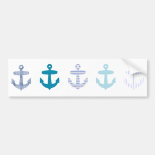 Nautical Blue Anchors Design Bumper Sticker