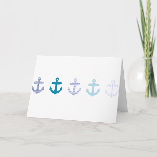 Nautical Blue Anchors Design Card (Front)