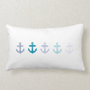 Nautical Blue Anchors Design Lumbar Cushion