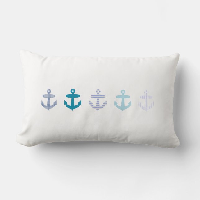 Nautical Blue Anchors Design Lumbar Cushion (Front)