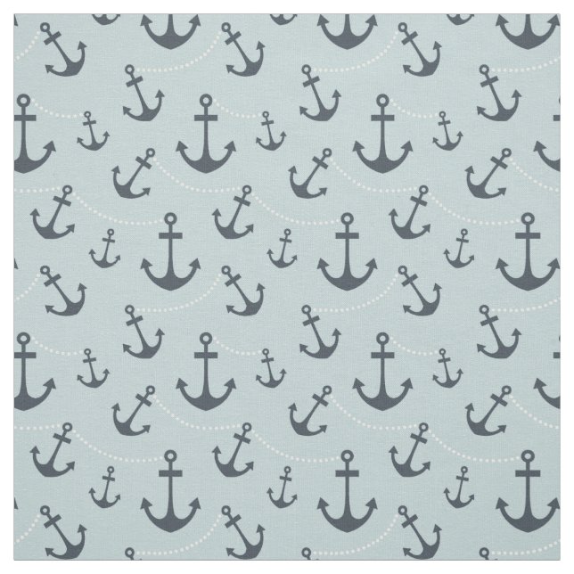 Nautical Blue Anchors Fabric (Swatch)