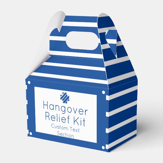 Nautical Blue and White Hangover Relief Kit Favour Favour Box (Front Side)