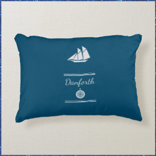 Nautical Blue and White Sailboat Decorative Cushion