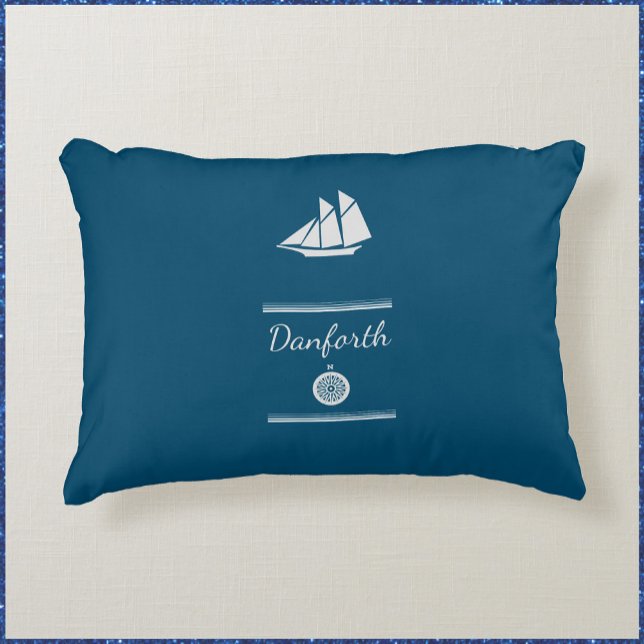 Nautical Blue and White Sailboat Decorative Cushion (Creator Uploaded)