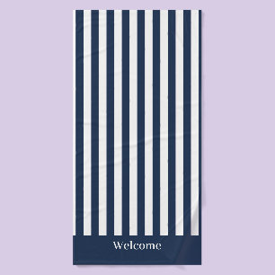 Nautical Blue and White Welcome Bath Towel
