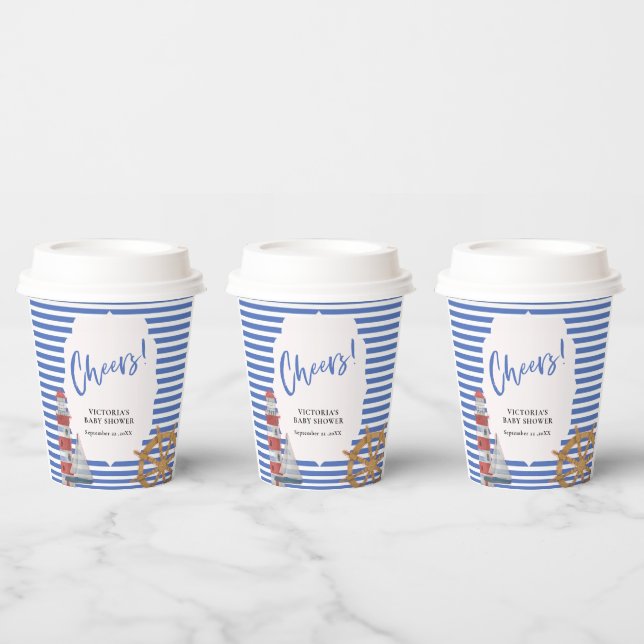 Nautical Blue Baby Shower Paper Cups (Multi)