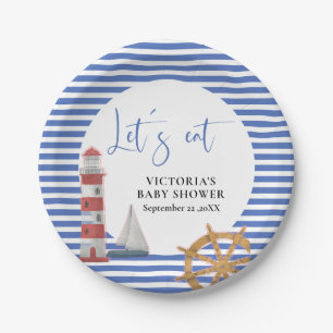 Nautical Blue Baby Shower Paper Plate