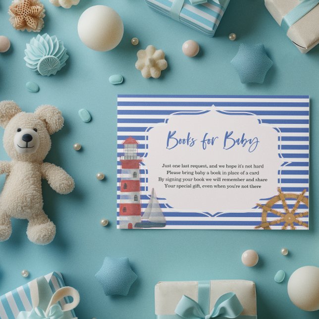 Nautical Blue Books for Baby Baby Shower Card (Creator Uploaded)