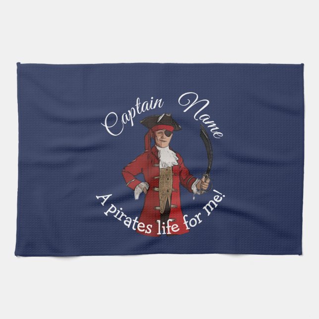 Nautical Blue Boy Party Pirate Tea Towel (Horizontal)