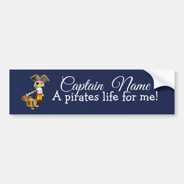Nautical Blue Boy Party Pirates Skateboard Bumper Sticker (Front)