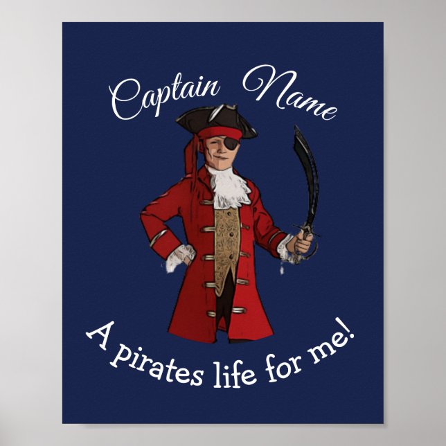 Nautical Blue Boy Pirate Poster (Front)