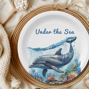 Nautical Blue Boy Under the Sea Baby Shower Paper Plate