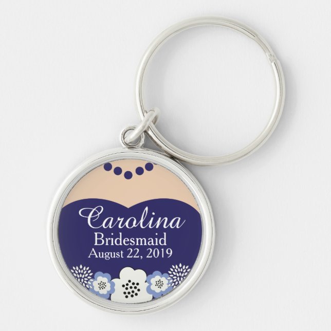 Nautical Blue Bridesmaid Wedding Keychain (Front)