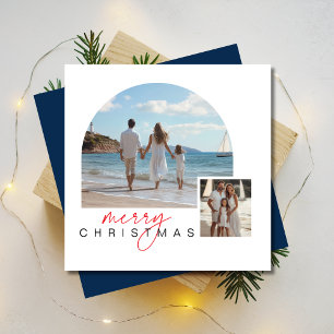 Nautical Blue Christmas Maritime Family Photo  Holiday Card