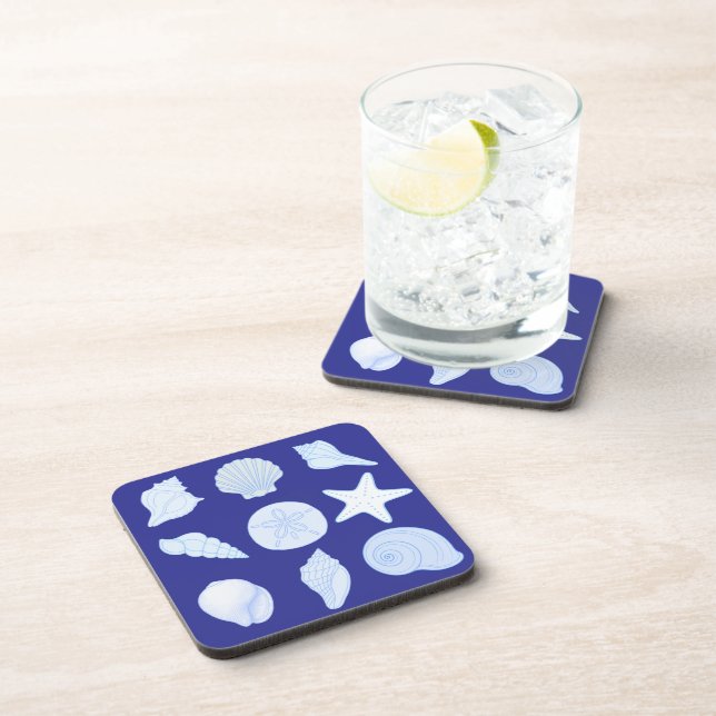 nautical blue coasters with seashells (Right Side)