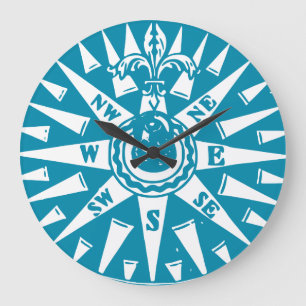 Nautical Blue Compass clock