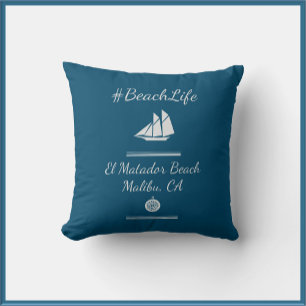 Nautical Blue Customisable Beach Life  Cushion