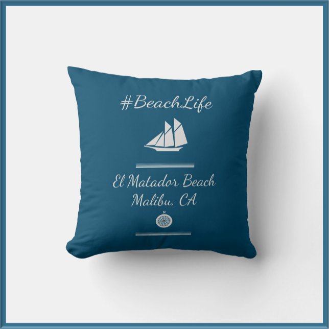 Nautical Blue Customisable Beach Life  Cushion (Creator Uploaded)