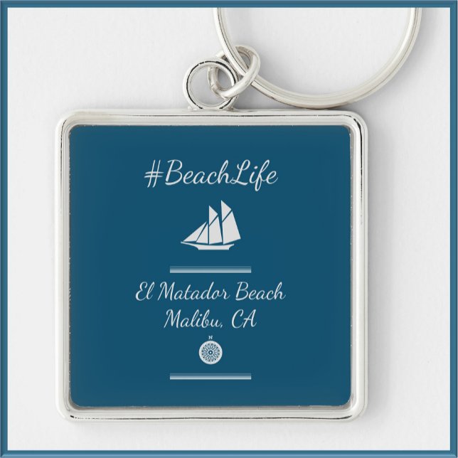 Nautical Blue Customisable Beach Life  Key Ring (Creator Uploaded)