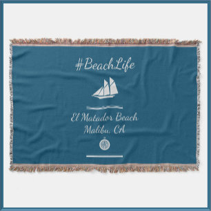 Nautical Blue Customisable Beach Life  Throw Blanket