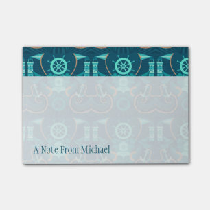 Nautical Blue Design Add Your Name Post-it Notes