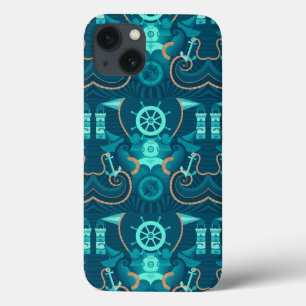 Nautical Blue Design iPhone 13 Case