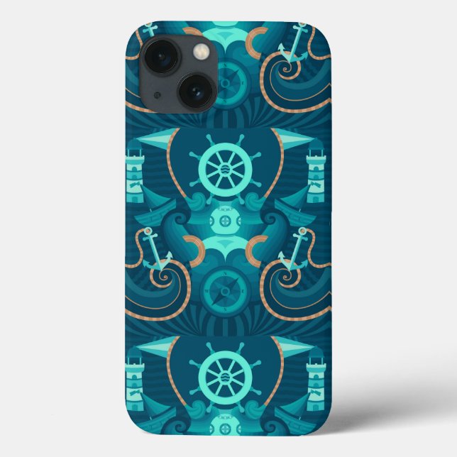 Nautical Blue Design Case-Mate iPhone Case (Back)
