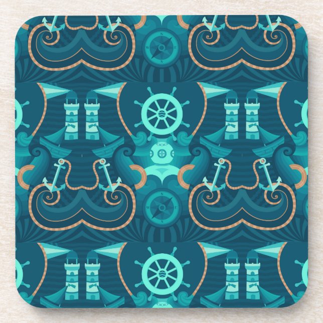 Nautical Blue Design Coaster (Front)