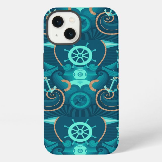 Nautical Blue Design iPhone Case (Back)