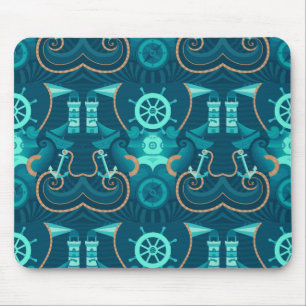 Nautical Blue Design Mouse Pad