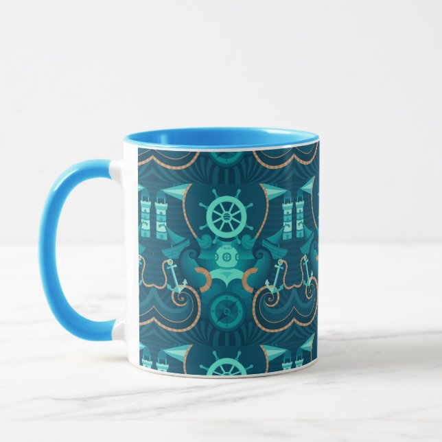 Nautical Blue Design Mug (Left)