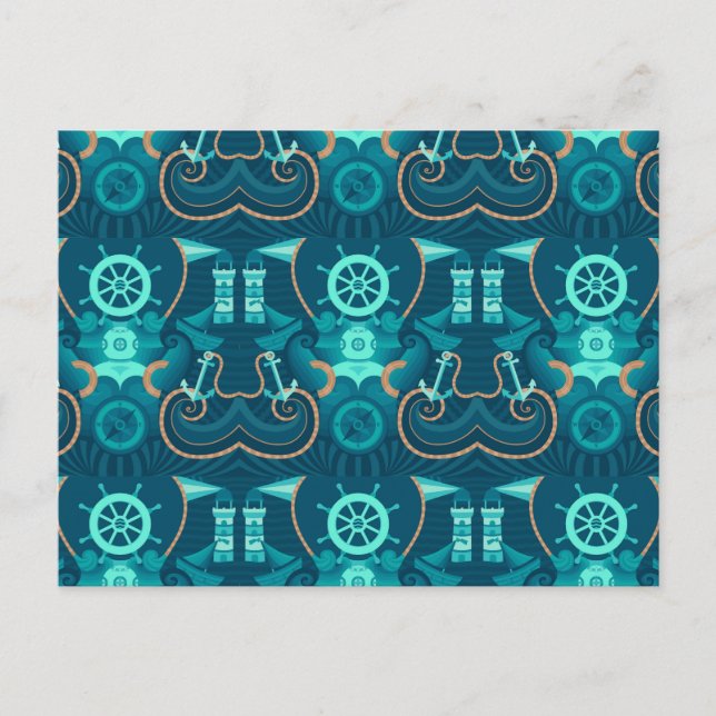 Nautical Blue Design Postcard (Front)