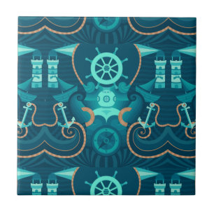 Nautical Blue Design Tile
