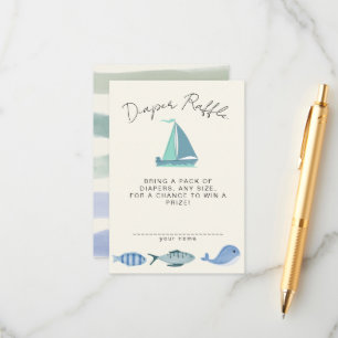 Nautical Blue Diaper Raffle Simple Boy´s Shower Enclosure Card
