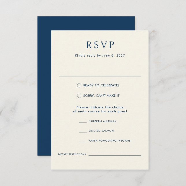 Nautical Blue Fish Stylish Modern Ocean Wedding  RSVP Card (Front/Back)
