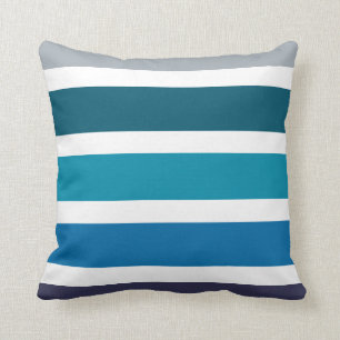 Nautical Blue Green Stripes Pattern Cushion
