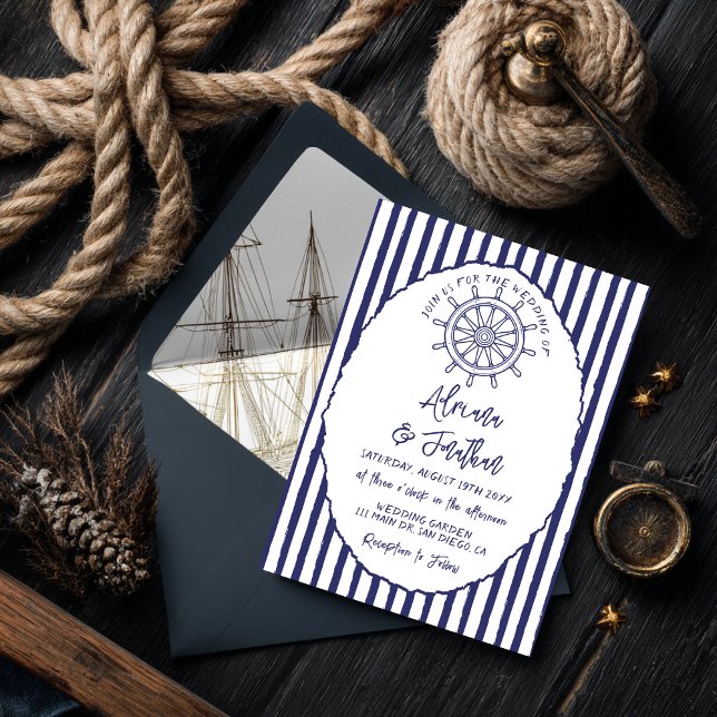 Nautical Blue Hand Painted Wedding Invitation (Creator Uploaded)